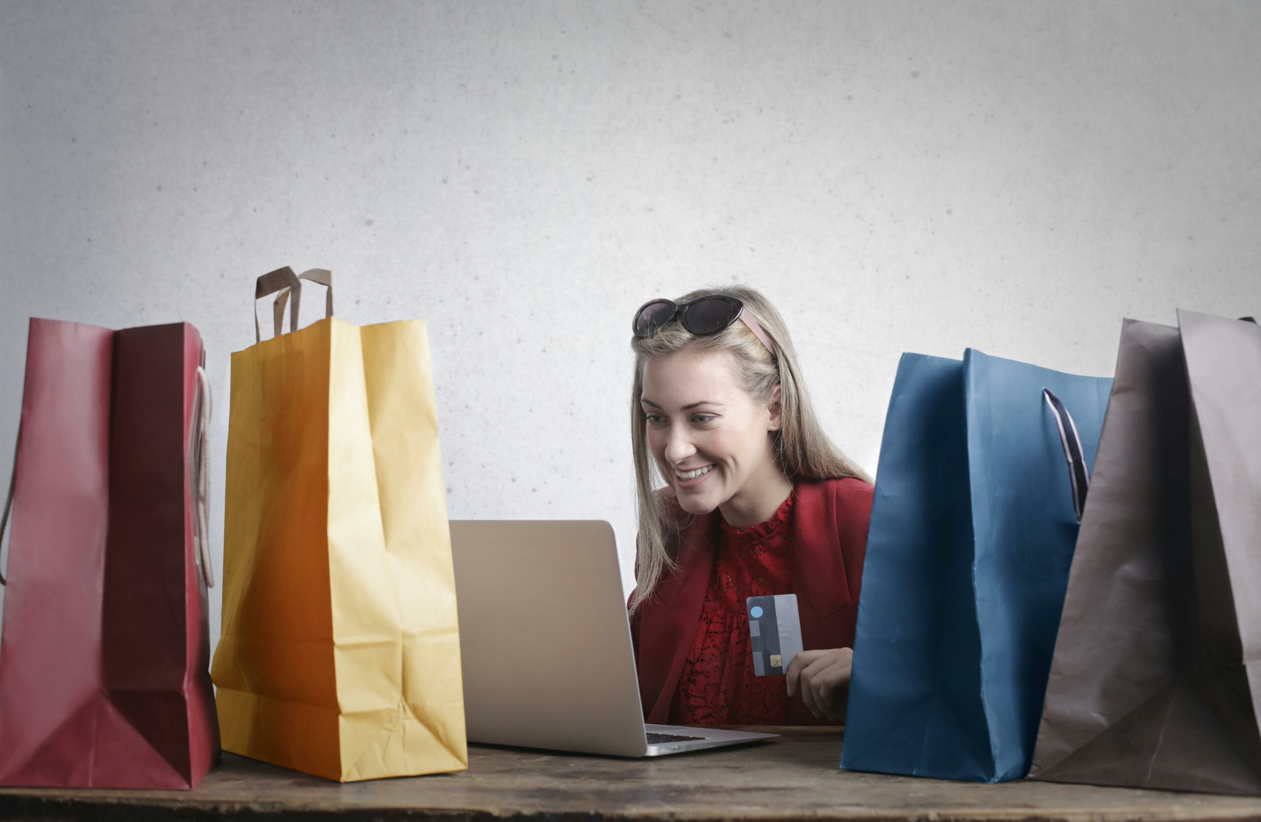 a woman and shopping bags